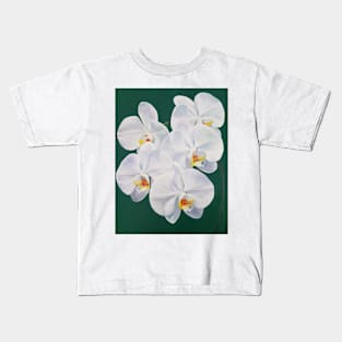 Phaelenopsis - moth orchid painting on green Kids T-Shirt